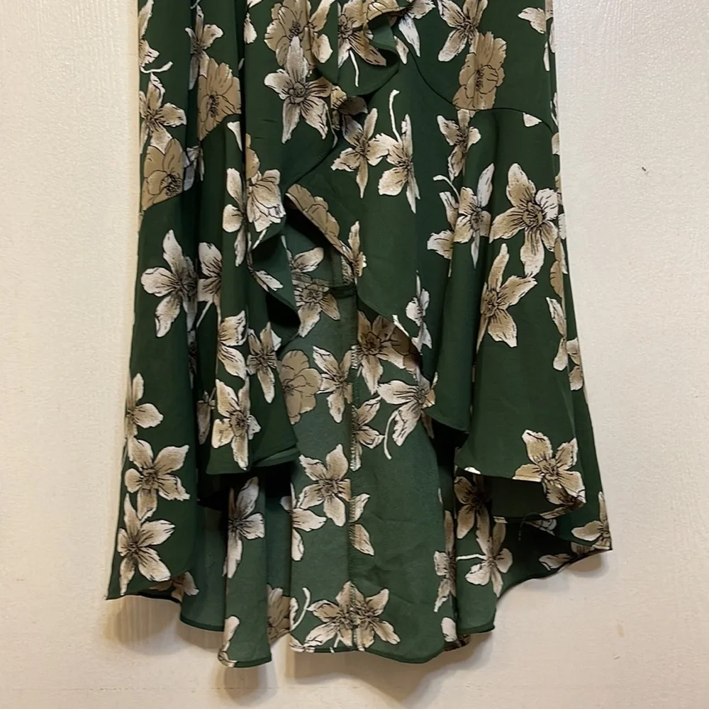 Inspired Hearts Green Floral Hi-Low Faux Wrap Dress, Sz. XL, EUC - Picture 5 of 8